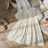 New Arrival Summer Baby Kids Girls Short Sleeves French Style Ruffle Neck Dress - MyKids-USA™