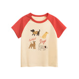 Summer Girls’ Puppy Cartoon and Letters Print T-shirt in European and American Style - MyKids-USA™