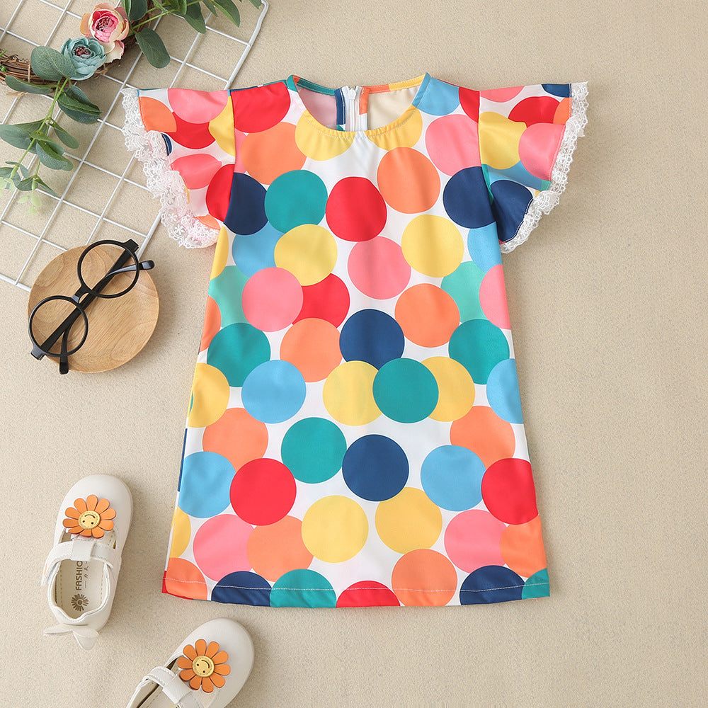 Baby Colorful Polka Dot Pattern Butterfly Sleeves Cute Dress - MyKids-USA™