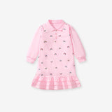Spring And Fall Girls’ Rainbow Print Long Sleeves Polo Shirt Design Dress In European And American Style For Summer
