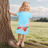 Summer Pure Cotton Animals Cartoon Pattern Short Sleeves Dress for Stylish Girls - MyKids-USA™
