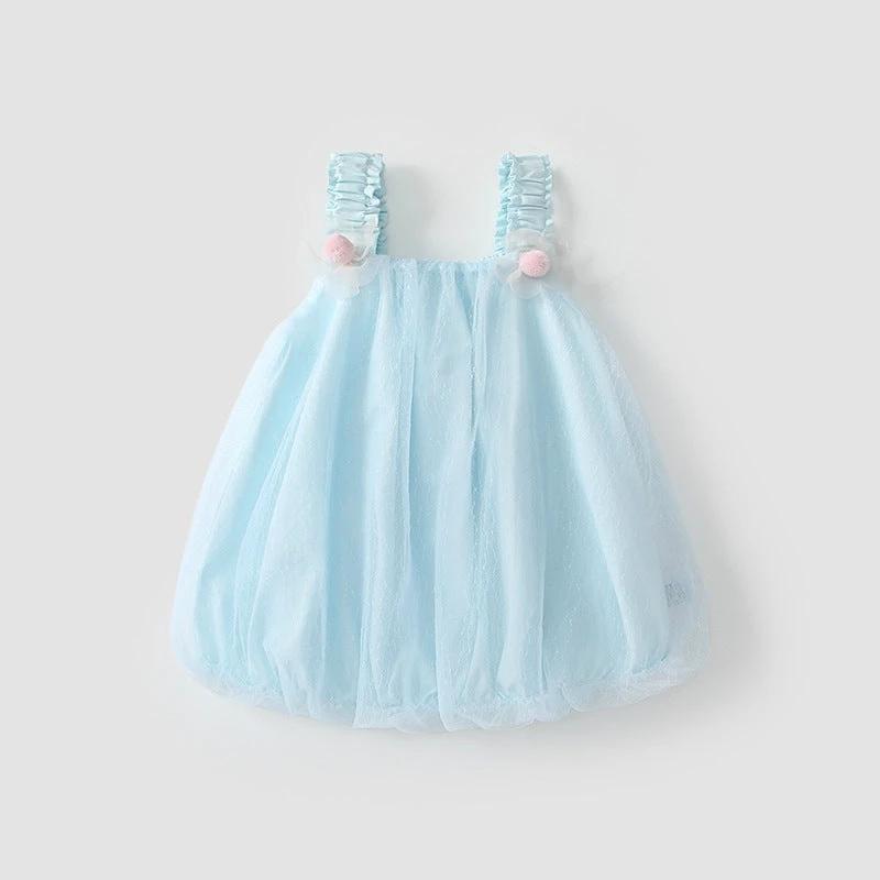 Summer Hot Selling Kids Girls Cute Blue Sleeveless Tulle Dress - MyKids-USA™