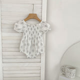 Summer Baby Girls French-style Flowers Pattern Short-sleeved Onesies and Dress – Princess Sister Matching