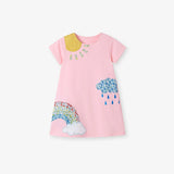 Summer  Arrival Weather Elements Pattern Short Sleeves Dress for Stylish Girls