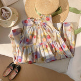 Summer Baby Kids Girls Sleeveless Oil-Painting Flowers Pattern Dress - MyKids-USA™