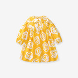 Design Autumn Girls Flowers Pattern Peter Pan Collar Long Sleeves Dress