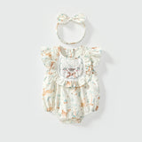 Summer Arrival Baby Girls Cute Animals and Floral Pattern Fly Sleeves Onesies
