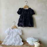 Summer Hot Selling Baby Kids Girls Short Sleeves Flowers Pattern Solid Color Princess Dress - MyKids-USA™