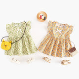 Summer New Arrival Baby Girls Casual Floral Print Fly Sleeves Crew Neck Dress