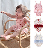 Summer Arrival Baby Girls Sleeveless Heart Pattern Tulle Patchwork Onesies Bodysuits - MyKids-USA™