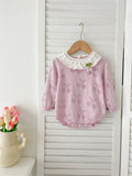 Autumn Arrival Baby Girls Cheery Hollow-out Pattern Long Sleeves Onesies with Collar - MyKids-USA™