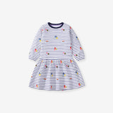 Best Selling Autumn Girls Rainbow And Striped Pattern Crew Neck Long Sleeves Dress - MyKids-USA™