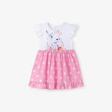 Summer Arrival Elephant Cartoon Pattern Fly Sleeves Color Patchwork Dress for Stylish Girls - MyKids-USA™
