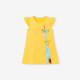 Summer Arrival Butterfly-bows Decorated Fly Sleeves Dress for Stylish Girls