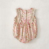 Summer Arrival Girls Cute Flowers Pattern Sleeveless Onesies and Dress – Princess Sister Matching Set