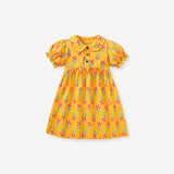 Baby Kids Girls Peter Pan Collar Floral Design Short Sleeves Dress - MyKids-USA™