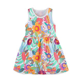 Summer Pure Cotton Cartoon Jungle Floral Pattern Sleeveless Dress for Stylish Girls - MyKids-USA™