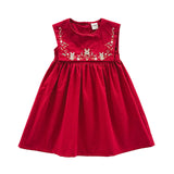 Summer  Arrival Flowers Embroidery Pattern Sleeveless Dress for Stylish Girls