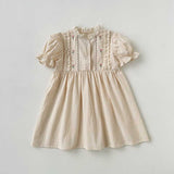 Summer Arrival Baby Kids Girls Cute Short Sleeves Flowers Pattern Embroidered Dress - MyKids-USA™