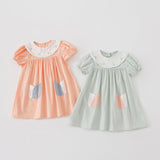 Summer Kids Girls Casual Style Floral Embroidered Collar Short Sleeves Dress - MyKids-USA™