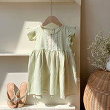 Summer New Arrival Kids Girls Fly Sleeves Lace Pattern Dress - MyKids-USA™