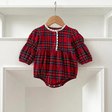 Arrival Autumn Vintage English Plaid Baby Kids Girls Ruffle Neck Onesies and Dress – Princess Sister Matching Set - MyKids-USA™
