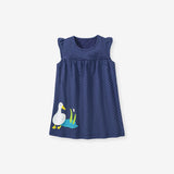 Summer New Design Girls Sleeveless Duck Pattern Blue Dots Dress - MyKids-USA™