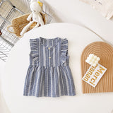 New Arrival Summer Baby Girls Plaid Sleeveless Cotton Dress