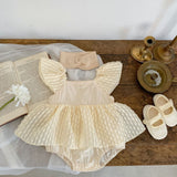 Baby Girl Solid Color Mesh Patchwork Square Neck Pirncess Dress