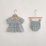 Summer Arrival Baby Girls Short Sleeves Floral Top Dress and Bloomers Clothing Sets