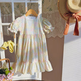 Summer Baby Kids Girls Short Sleeves Flowers Pattern Printed Dress - MyKids-USA™