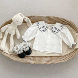 Spring Baby And Kids Girls Vintage White Shirt And Black Leather Shoes Clothing Set - MyKids-USA™