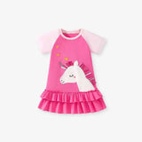 Summer Arrival Cartoon Unicorn Pattern Short Sleeves Dress for Stylish Girls - MyKids-USA™