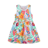 Summer Hot Selling Colorful Floral Pattern Sleeveless Dress for Stylish Girls