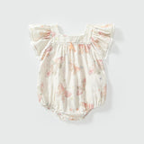 Summer Arrival Fly Sleeves Butterfly Pattern Square Neck Onesies for Stylish Girls