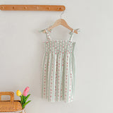 Design Summer Girls Floral Striped Sleeveless Strap Onesies And Dress – Sister Matching Clothing Set