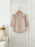 Autumn Arrival Baby Girls Long Sleeves Geomatric Design Solid Color Crew Neck Knitted Onesies - MyKids-USA™