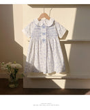 Summer Baby Kids Girls Short Sleeves Butterfly Pattern Embroidered Dress - MyKids-USA™