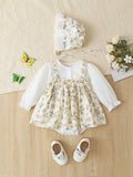 Baby Girl Floral Pattern Round Neck Long Sleeve Onesie Dress - MyKids-USA™