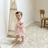 Summer Hot Selling Baby Kids Girls Sleeveless Solid Color Princess Plaid Dress - MyKids-USA™