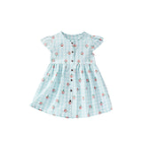 Summer Arrival Fruits Pattern Fly Sleeves Single Breasted Plaid Dress for Stylish Girls - MyKids-USA™