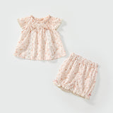 Summer Baby Kids Flowers Pattern Fly Sleeves Top Dress and Shorts Clothing Set for Girls - MyKids-USA™
