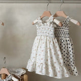 Summer Hot Selling Baby Kids Girls Sleeveless Flowers Pattern or Dots Pattern Princess Dress