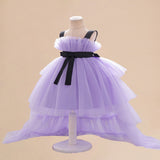 Summer Baby Kids Girls Princess Sleeveless Ribbon Butterfly Bow Tailcoat Tulle Dress - MyKids-USA™
