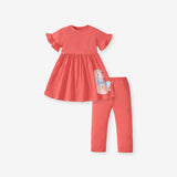 Summer Baby Kids Girls Unicorn Pattern Orange Dress And Pants Clothing Set - MyKids-USA™