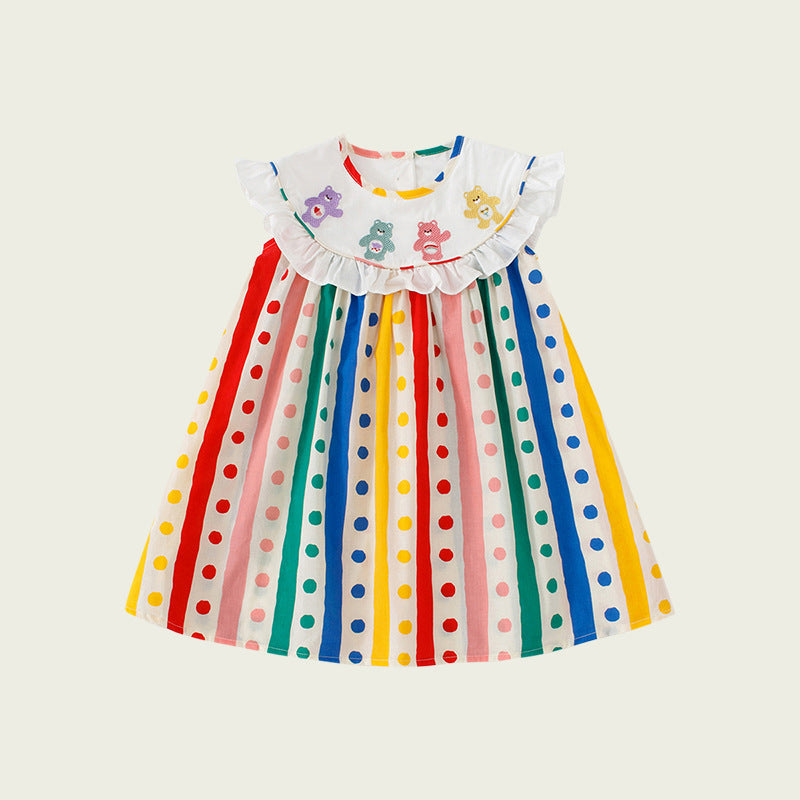 New Arrival Summer Baby Kids Girls Sleeveless Striped Polka Dots Dress - MyKids-USA™