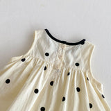 Summer Arrival Baby Girls Cute Sleeveless Polka Dots Pattern Dress Design Strap Onesies