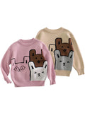 Baby Girls Kids Cute Animals Pattern Crew Neck Long Sleeves Knit Pullover - MyKids-USA™