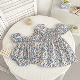 Summer Baby Girls French-style Flowers Pattern Short-sleeved Onesies and Dress – Princess Sister Matching