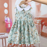 Arrival Summer Girls Sleeveless Peter Pan Collar Colorful Pattern Thin Dress - MyKids-USA™